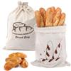 URYVAIW 2 Sacchetti per Pane in Lino 30x45cm, Sacchetto per Pane con Coulisse, Sacchetto Riutilizzabile per Conservare Pane, Frutta & Verdura, 2 Stili