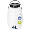 Garronda contenitore in plastica da 4 litri con coperchio, tanica acqua, piccolo bidone per acqua, scatola con coperchio perfetto per il trasporto sicuro e per la conservazione GD-0086, Bianco