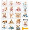 GLOBLELAND 18 fogli adesivi trasferibili colorati a forma di orsetto 3.9x3.6 Pollici adesivi trasferibili per mobili vasi decorazioni artigianali in vetro