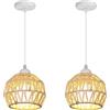 LIGKIN 2 Pezzi Lampadario Industriale Vintage Lampada a sospensione Paralume in Metallo Corda, Plafoniera E27 Luce da Soffitto Retro per Ristorante Corridoio Camera da letto, Bianco