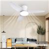ANKBOY Silenzioso Ventilatore da Soffitto con Luce, 107CM 6 Velocità Motore DC Reversibile con Telecomando, Moderno Ventilatore da Soffitto per Soggiorno, Bianco