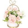 Hobyhoon - Fiori artificiali in seta con vaso, composizione floreale con ortensie e crisantemi, centrotavola, decorazione per la casa, scrivania e soggiorno, matrimoni