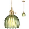 Vloitgol Lampadario a sospensione in vetro verde, E27, 25 cm, vintage, lampada a sospensione per isola cucina, camera da letto, corridoio, studio, caffetteria, soggiorno
