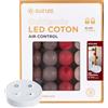GuirLED Ghirlanda luminoso a LED per batuffoli di cotone USB - Telecomando wireless - Luce notturna per bambini 2h - Adattatore di alimentazione doppio USB 2A incluso - 4 intensità - 16 sfere 3,2 m - Mogano