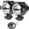 POCKETMAN 2x Fari moto con luci Angel Eyes U7 DRL Fari fari di guida per auto Moto ATV Faretti anteriori High/Dim/Strobe 3 modalità 3500K Colore blu Incluso Interruttore