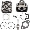 YananAC Kit Cilindro Gruppo termico DR Evolution 70cc D.48 Piaggio AC raffreddato ad aria SP.12 in ghisa per motori Piaggio Gilera con 6 travasi, scarico ellittico e testa monopezzo KT00086