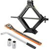 VonLux Kit Cric per Auto a Forbice da 2 Tonnellate Con Impugnatura Rapida, Cricchetto e Chiave Con 2 Prese, Attrezzo per Sollevamento Pneumatici, Portatile per Auto e Furgoni