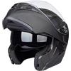 JIEKAI Full Face Motorcycle Helmet Dual Visor Sun Shield Flip up Modular Motocross DOT Approved Helmets (Matte Black, XX-Large)