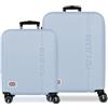 Pepe Jeans Aris Azzurro Set di Bagagli 55/68 cm Rigido ABS Lucchetto a Combinazione Integrato 109L 6.08kg 4 Doppie Ruote Estensibile Bagaglio a Mano di Joumma Bags