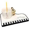 GBKDQQ Tazza da caffè, 200 ml, con note musicali, in ceramica, set di piattini, tazze da cappuccino con piattino e cucchiaio, tazza da caffè per gli amanti della musica (bianco)
