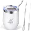 izdeel Yerba Mate Set Tazza e Bombilla Acciaio Inossidabile - Doppia Parete Termica per Tazza Mate - Facile da Pulire e Durevole (bianco, 350 ml)