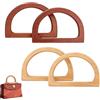 Spldsun 4 Pezzi Manico per Borsa in Legno, Manico per Borse a Forma di D, Manici per Borse Fai da Te, per fai da te, borsa