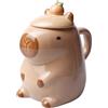 GBKDQQ Carino Capybara Tazza con coperchio, 450 ml, forma 3D, divertente, Capibara, tazza da caffè in ceramica, per famiglia, ufficio, compleanni e Natale, ragazze e ragazzi (marrone capybara)