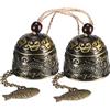 Chuangdi 2 campane Fengshui vintage a forma di drago Fengshui, campane a vento, buona fortuna, da appendere, per casa, giardino, benedizione, patio, cortile, interni ed esterni, decorazioni per porta