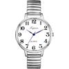 Silverora orologio da donna elastico, grande quadrante nero, analogico al quarzo con cinturino elastico, facile da leggere con scala in numeri arabi, regali per donne anziane, argento, Bracciale