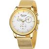 BOLYTE Orologio da Uomo Analogico Automatico Indicatore Riserva Carica Data Automatica Acciaio Inossidabile Cinturino