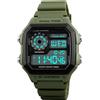 PASOY - Orologio digitale multifunzione da uomo, in gomma, con sveglia, cronometro, conto alla rovescia e retroilluminazione, impermeabile Large Lyndee