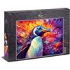 Ulmer Puzzleschmiede - Puzzle da 1000 pezzi di pinguino - Puzzle artistico a contrasto con il pinguino in bianco e nero su sfondo di colori vivaci, qualità Made in Germany