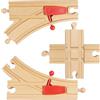 Mirthben Treno in legno Set di Binari, Compatibile con Tutti i Sistemi Ferroviari in Legno, Pacchetto di Espansione con 2 Scambi e 1 Incrocio, Accessori per Binari, Per bambini dai 3 anni in su