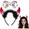 Sprinlot Cerchietto Diavolo Rosso, Tatuaggio Corna del Diavolo Glitterato, Tatuaggio Cerchietto Carnevale Halloween Party ST-Home-A33-3