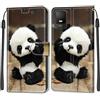 SNCLET Custodia a libro in pelle per TCL 403, per TCL 403, con scomparti per carte di credito, chiusura magnetica, antiurto, antigraffio, per TCL 403, Baby Panda