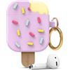 elago Gelato Custodia Cover in Silicone Morbido con Moschettone Portachiavi Compatibile con AirPods 2 & 1 - Unico 3D Cover Ice Cream Carina Regalo Cover Kawaii (Mirtillo)