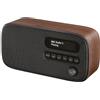VQ Dexter Radio DAB Plus/DAB con FM, Altoparlanti Stereo da 3W e Schermo LCD - Alimentata da Rete e Batteria, Radiolina Portatile con 60 Preselezioni, Antenna e Presa Cuffie - Noce