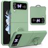 UEEBAI Custodia in silicone con anello per Samsung Galaxy Z Flip 4 5G, leggera, pieghevole, sottile assorbimento degli urti, con rotazione a 360 gradi, colore verde Matcha