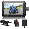 VSYSTO Moto Dash Cam - Doppia Fotocamera 1080P Anteriore e Posteriore per Moto - Schermo LCD da 4,0'' 130° Grandangolo con GPS, WiFi, Visione Notturna