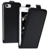 kwmobile Cover compatibile con Apple iPhone SE (2020/2022) / 8/7 - Custodia Flip verticale apribile in simil pelle - con linguetta calamita - Effetto Carbonio nero