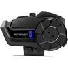 BETOWEY Interfono Moto, Cuffie Bluetooth Casco B2X Sistema di Comunicazione Wireless 5.1 con Condivisione Musica, Assistente Vocale, Radio FM, Distanza Interfono fino a 800-1000 metri (1 Pezzo)