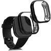 kwmobile Set 2x Custodia Smartwatch Compatibile con Fitbit Versa 3 / Sense Cover - Case Silicone Protezione Orologio Fitness nero/nero