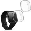 kwmobile Set 2x Custodia Smartwatch Compatibile con Fitbit Versa 3 / Sense Cover - Case Silicone Protezione Orologio Fitness trasparente