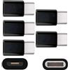 DIGITALRISE 5 adattatori da presa micro USB a USB Type-C maschio, converte USB 2.0 tipo B a USB 3.1 tipo C, colore nero