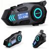 MidingChai K09 Interfono Moto, Kit Vivavoce Moto Bluetooth 5.4, Sistema Comunicazione Duo Interfono Moto 500 m, Auricolare con Display Digitale/IPX8 Impermeabile/HIFI/FM (1 pz)
