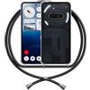 ANFAIRLACE Cover Cordino Compatibile con Nothing Phone 3a, Custodia Trasparente TPU Morbido Silicone Laccio Chiaro Case, Nero