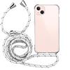 MyGadget Cover per iPhone 14 Plus - Custodia con Corda - Case con Cordino Trasparente Antiurto con Laccio | Tracolla - Practical Stylish - Bianco