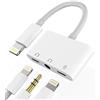 Kefiany Cavo di ricarica per iPhone 3,5 mm Aux+Lightning cuffie + adattatore jack di alimentazione (3 in 1) per Apple MFI Fast Charger Splitter caricatore rapido spina accessori 14 13 12 11 Pro Max Mini Plus