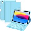 Palkitsee Custodia con Tastiera per iPad 10 Generazione 10,9 Pollici 2022 / iPad A16 11 Pollici 2025 - Cover con Tastiera Retroilluminata 7 Colori, Custodia Staccabile Wireless con Portapenna, Azzurro