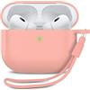 MyGadget Custodia in Silicone per AirPods Pro 2a Generazione [ 2022 ] - [ Compatibile con Qi ] con Braccialetto in Silicone - Custodia Protettiva Morbida - Rosa