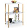 Relaxdays Scaffale a 3 Ripiani, per Cucina, Bagno e Ingresso, HLP79x60x40 cm, Autoportante, bambù e MDF, Bianco/Naturale