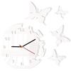 FLEXISTYLE Orologio da parete salotto tondo moderno FARFALLE bianco decorativo silenzioso 30 cm