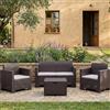 Dmora - Set salotto da esterno Venere, Set da giardino con cuscini, Salottino indoor e outdoor effetto rattan, 100% Made in Italy, Marrone