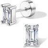 SLLAISS Moissanite Orecchini Punto Luce Argento 925 Donna Orecchino Piercing Lobo Oro 14K Piccoli Brillanti Anallergici per Piercing Trago Cartilagine Helix Tragus Taglio Smeraldo D VVS1