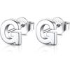 FOCALOOK Orecchini Donna Argento 925 con Lettera G - Iniziali Argento, Orecchini Lobo per Bambina