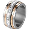 JewelryWe Anello da Donna Ruotabile Antistress: Anello Rotondo con Zircone Brillante in Acciaio Inossidabile Idee Regalo per lei