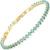 RIZILIA Bracciale Tennis Minimalista Donna Acquamarina Simulata Taglio Marquise 2mm Placcato Oro Giallo 14K Regolabile 16,5-19cm Gioiello Statement Idea Regalo Confezione Inclusa