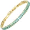 RIZILIA Bracciale Tennis Statement Donna, CZ Acquamarina Simulato Taglio Princess 3mm, Placcato Oro Giallo 14K, Regolabile 16,5-19cm, Confezione Regalo