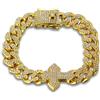 HALUKAKAH Catena Uomo in Oro con Diamanti con Croce,Placcato Oro 18k Totalmente Iced Out Bracciale 20cm Miami Cuban Link 12MM,Diamanti da Laboratorio a Griffe,Regalo per Marito,Amico,Figlio