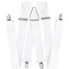 axy Bretelle bianche da uomo larghe 3,5 cm con 4 forti clip a forma di X, bianco, Taglia unica